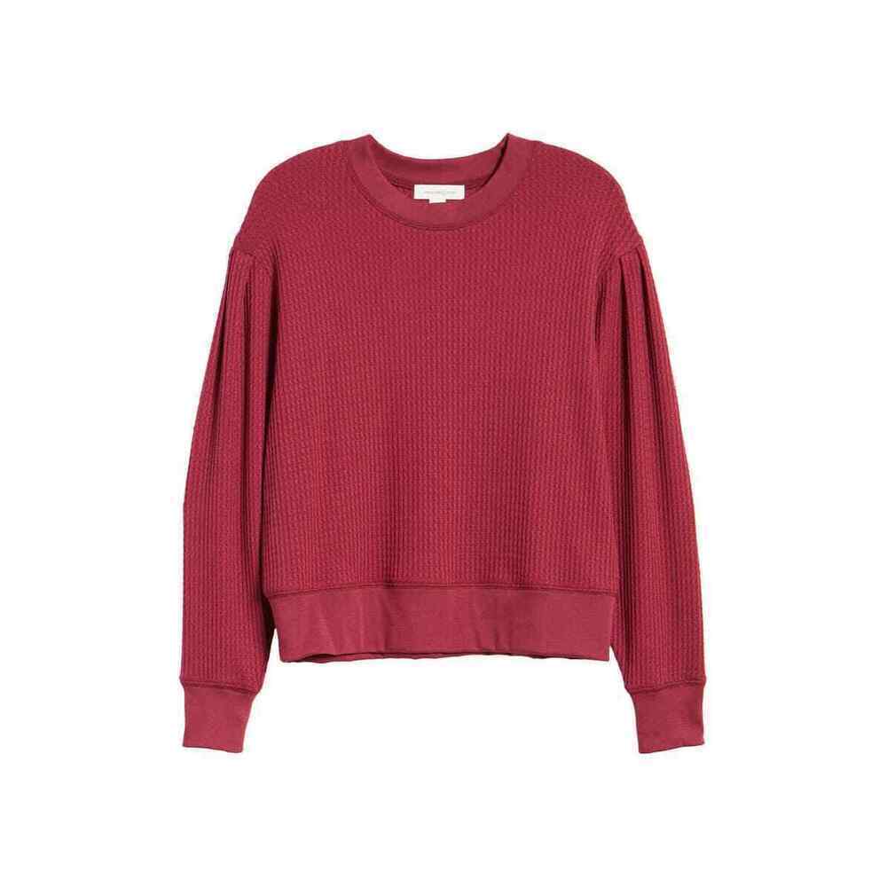 Treasure & Bond Women's Puff Long Sleeve Sweatshirt Sweater In Burgundy Plum